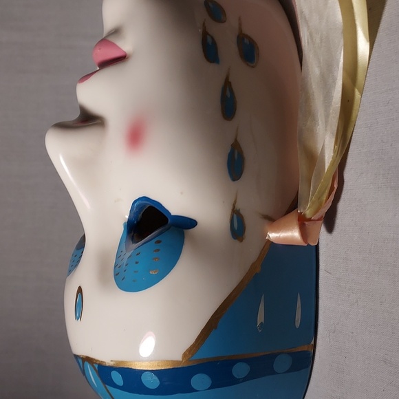 Vintage Hand Painted Ceramic Carnival Wall Face Mask - Picture 3 of 7